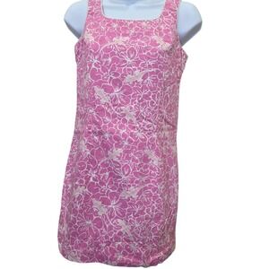 Lilly Pulitzer 2P Pink Floral Cotton Dress Sleeveless animal mini‎ retro